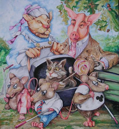 The three blind mice take a walk