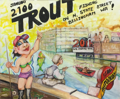 January 2100: Trout fishing on N. State St, Bellingham WA