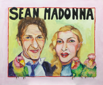Sean, Madonna and three peach-faced lovebirds