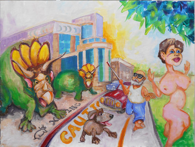 Triceratops crossing at Courthouse